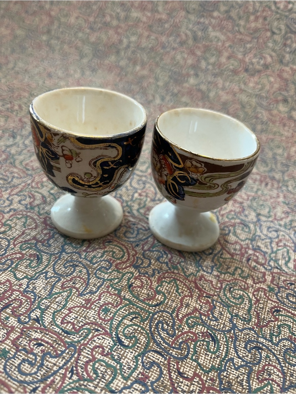 Antique Keeling & Co. Tokio Ware Egg Cups Pair Made in England - Imari style